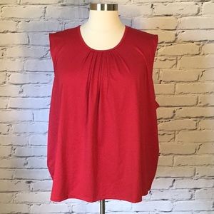 Red sleeveless blouse
